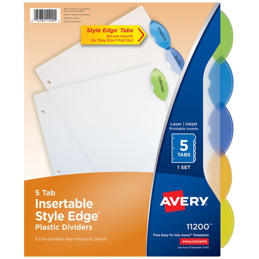 [11200 AVE] 5 Tab Style Edge Insertable Dividers