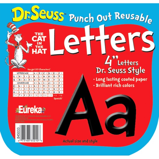 [845033 EU] Dr. Seuss™ Black Deco 4" Letters, 217 Characters