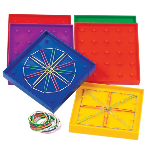 [0425 LER] Double-Sided Rainbow Geoboards, Set of 6