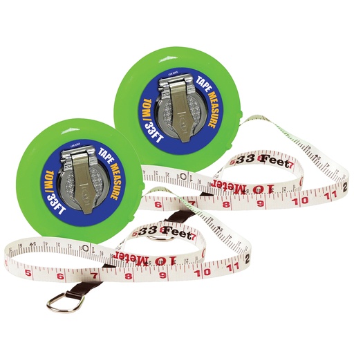 [0365-2 LER] Wind-Up Tape Measure, 33 ft/10m, Pack of 2