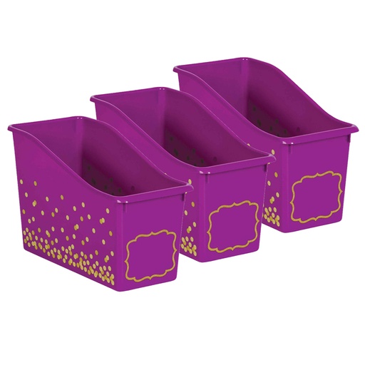 [20339-3 TCR] Purple Confetti Plastic Book Bin, Pack of 3