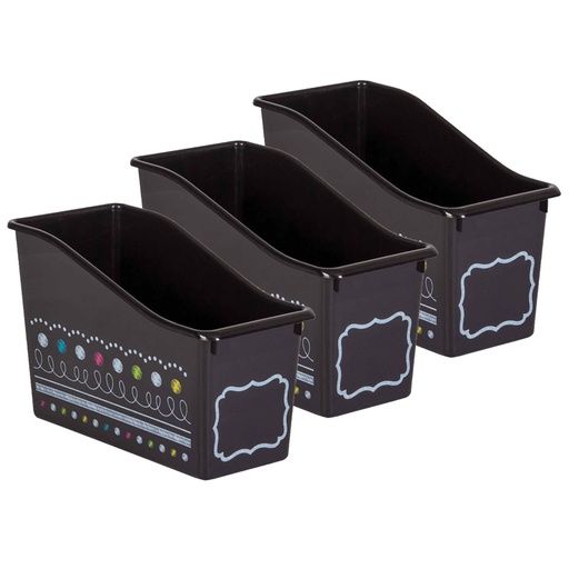 [20341-3 TCR] Chalkboard Brights Plastic Book Bin, Pack of 3