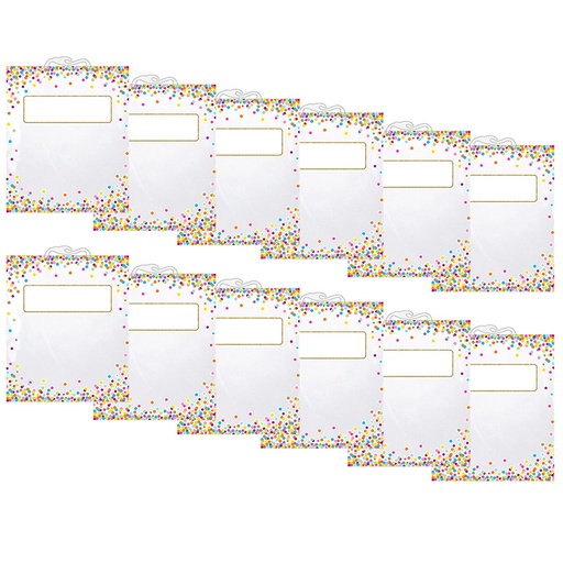 [10566-2 ASH] Hanging Confetti Pattern Storage/Book Bag, 10.5" x 12.5", 6 Per Pack, 2 Packs