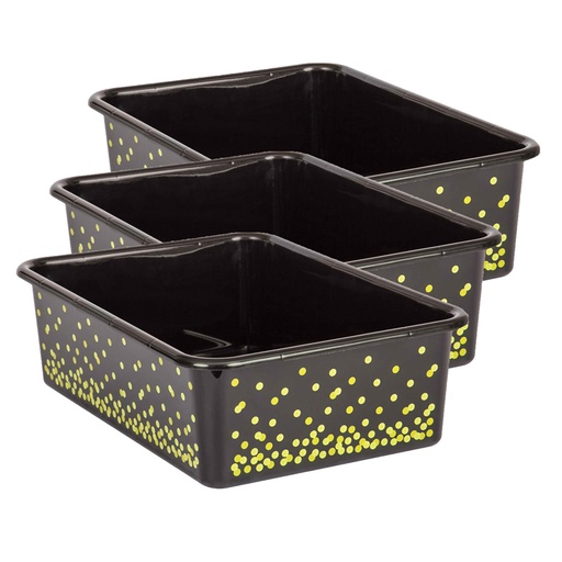 [20896-3 TCR] Black Confetti Large Plastic Storage Bin, Pack of 3