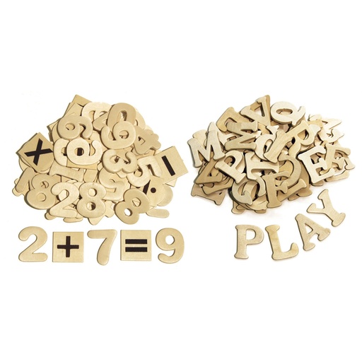 [AC3623 PAC] Letters and Numbers, Natural Wood, 1.5", 200 Pieces