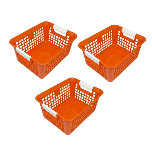 [74909-3 ROM] Tattle® Book Basket, Orange, Pack of 3