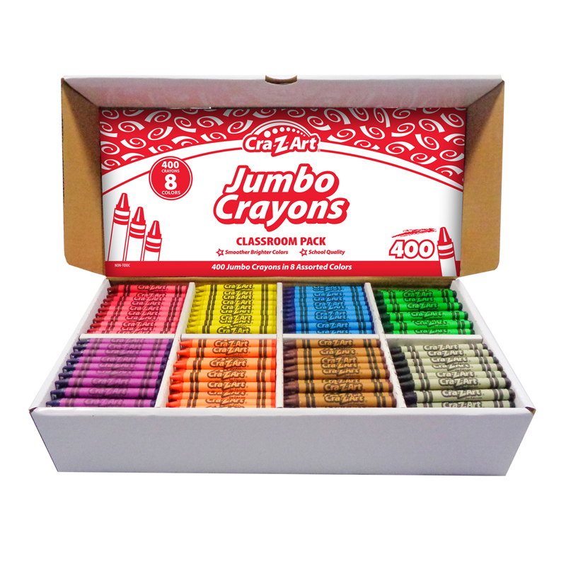 The Teachers' Lounge®  Jumbo Crayon Classroom Pack, 8 Color, Box of 400