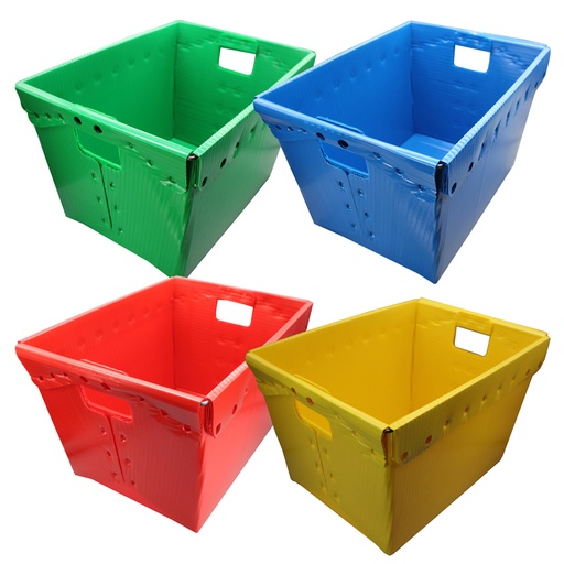 [40192 FS] Primary Assorted Plastic Storage Postal Tote - 4 Pack