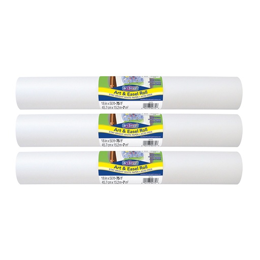 [AC4772-3 PAC] Art & Easel Roll, White, 18" x 50', 3 Rolls