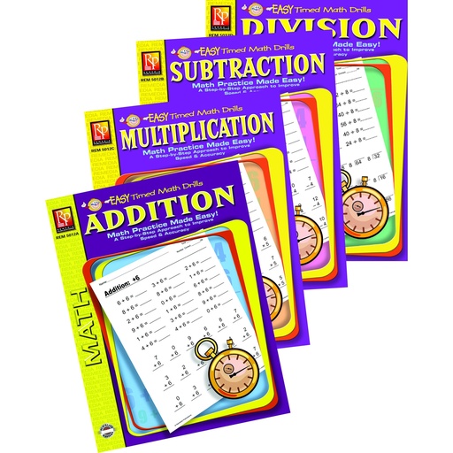 [5012E REM] Easy Timed Math Drills: 4 Book Set