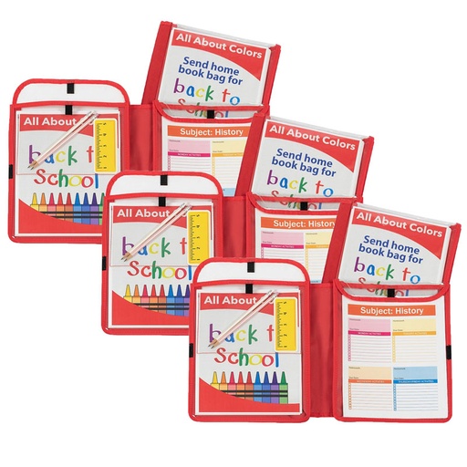 [33004-3 CL] Homework Connector Folder, Red, Pack of 3