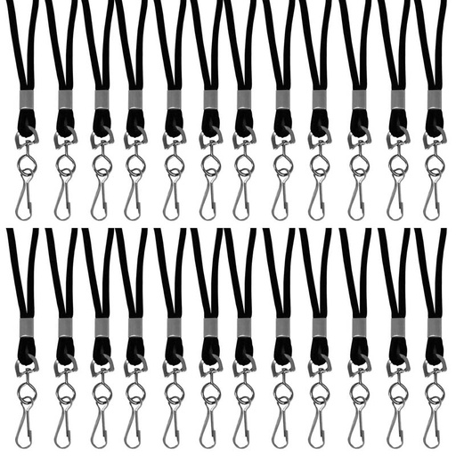 [89311-24 CL] Standard Lanyard, Black, Swivel Hook, Pack of 24