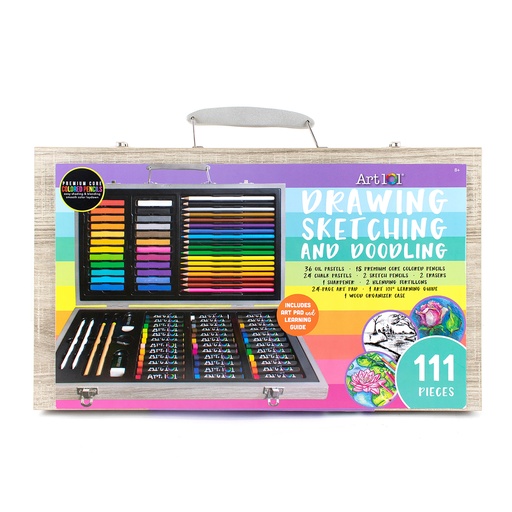 [55111MB AOO] Drawing, Sketching & Doodle Wood 111-Piece Art Set