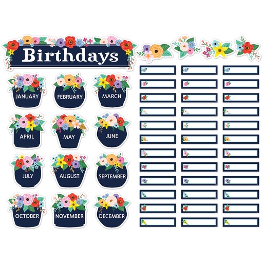 [6704 TCR] Wildflowers Birthdays Mini Bulletin Board