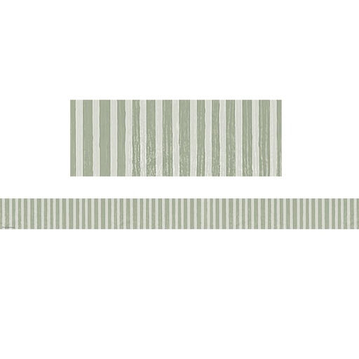 [7179 TCR] Classroom Cottage Sage Green Stripes Straight Border Trim