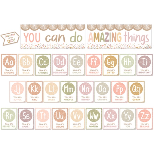 [7202 TCR] Terrazzo Tones Alphabet Affirmations Bulletin Board