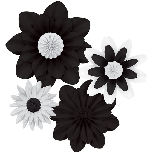 [8351 TCR] Black And White Paper Flowers