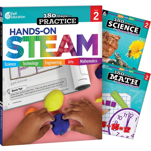 [147643 SHE] 180 Days STEAM, Science, & Math Grade 2: 3-Book Set