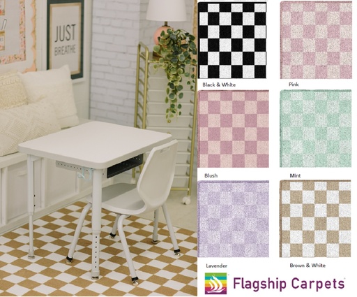 [CA2881 FC] Schoolgirl Style Checkerboard Rectangle Rug