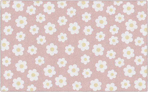 [CA2991 FC] Schoolgirl Style Retro Daisies On Pink Rectangle Rug