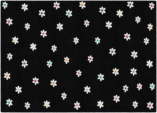 [CA2994 FC] Schoolgirl Style Small Daisies On Black Rectangle Rug