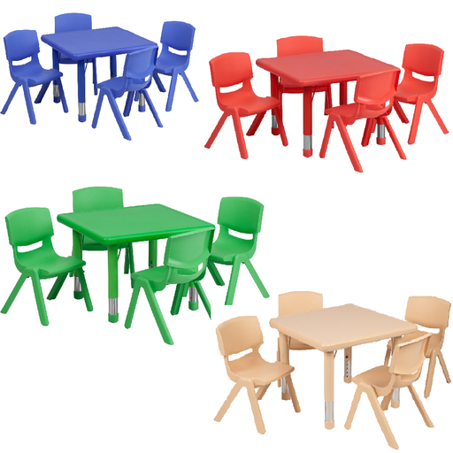 [2323 FF] Plastic Height Adjustable Activity Table Set with 4 Chairs
