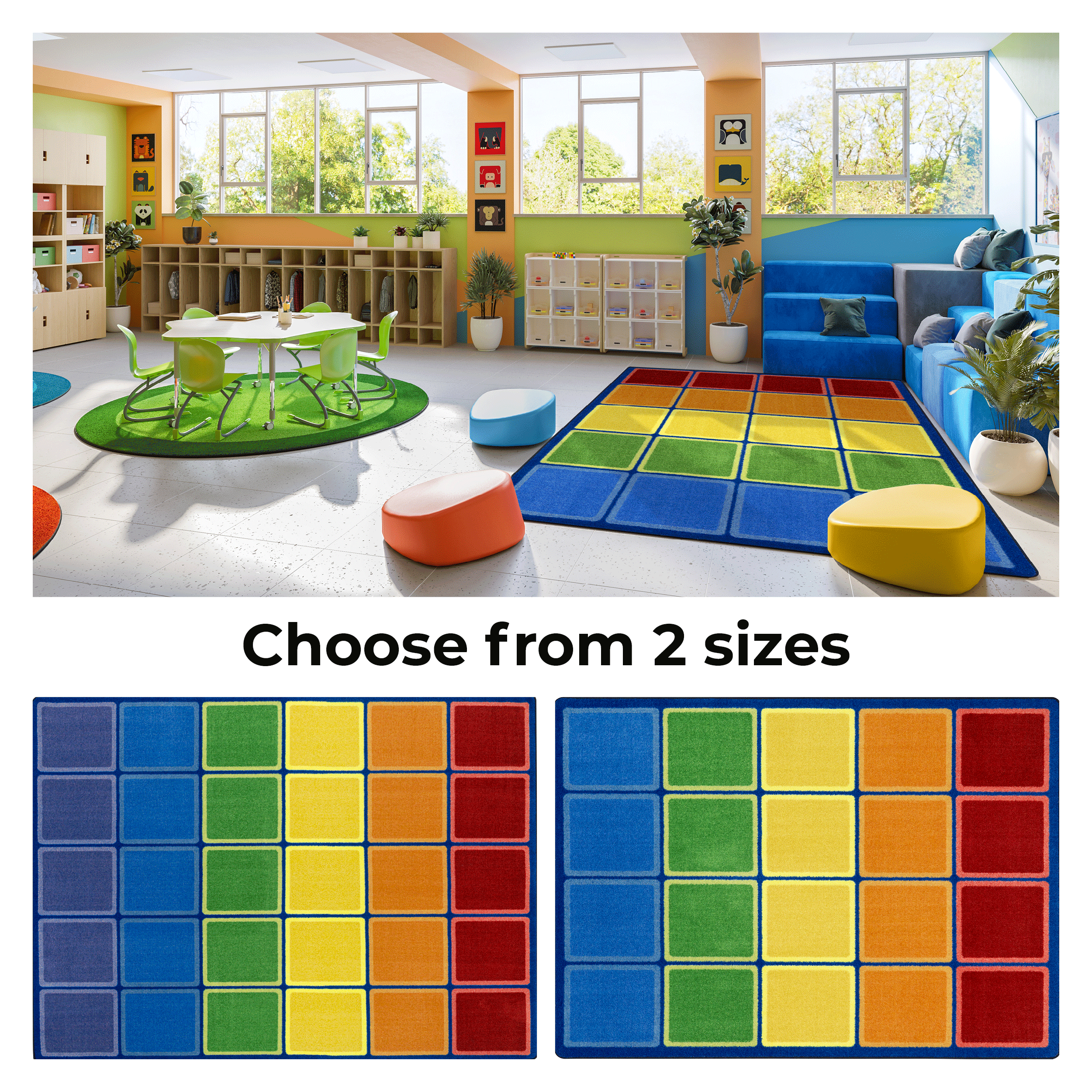 [2151 JC] Rainbow Blocks Area Rug