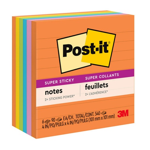 [6756SSUC MMM] 6ct 4x4 Lined Post it Super Sticky Notes