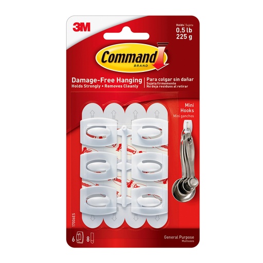 [17006ES MMM] 6ct Mini Hooks White