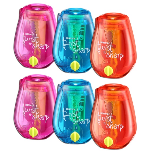 [PS1ADJ-6 BOS] Twist-n-Sharp™ Kids Pencil Sharpener, Assorted Colors, Pack of 6