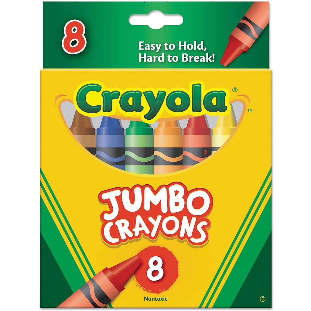 Crayola Large Crayons, Tuck Box, 8 Colors/Box - CYO520080