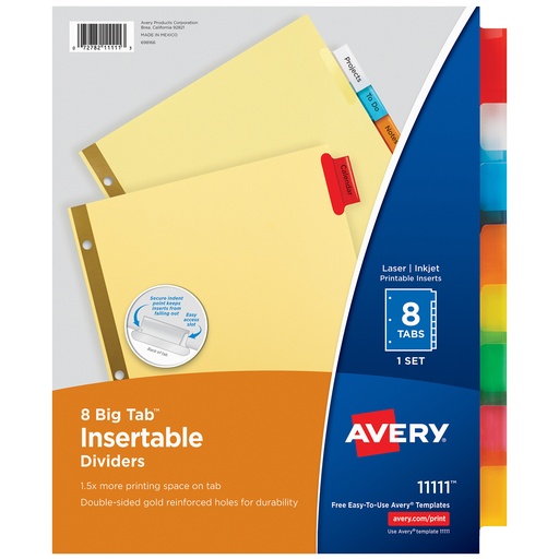 [11111 AVE] 8 Tab Big Tab Insertable Dividers