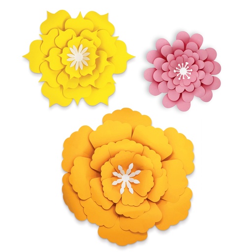 [107006 CD] Orange, Yellow, Pink Flowers Dimensional Accents 3ct