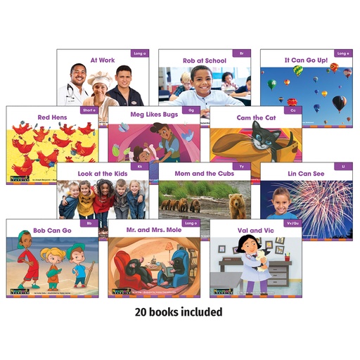 [6832 NL] Decodable Readers Grade K Consonants and Short Vowels (u, e) 20 Books