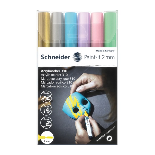 [120196 PSY] Paint-It Bullet Tip Acrylic Markers 6 Assorted Pastel Colors