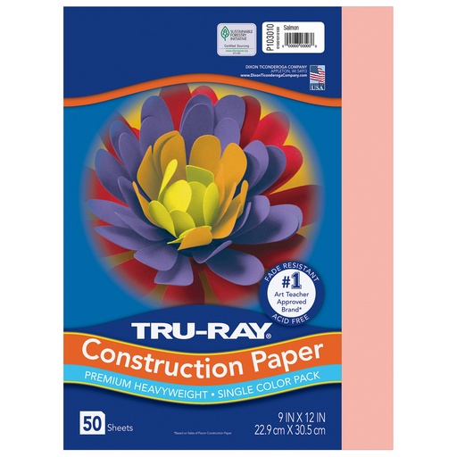 [103010 PAC] 9x12 Salmon Tru-Ray Construction Paper 50ct Pack