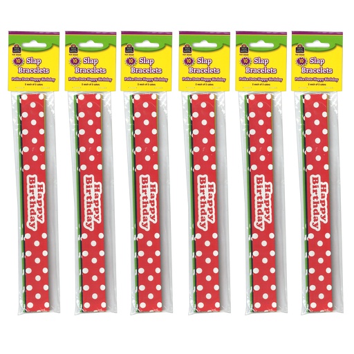 [20665-6 TCR] Polka Dots Happy Birthday Slap Bracelets 60ct