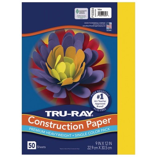 [103004 PAC] 9x12 Yellow Tru-Ray Construction Paper 50ct Pack