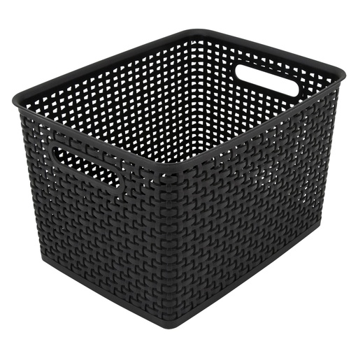 [36006 AVT] Large Black Plastic Weave Bin