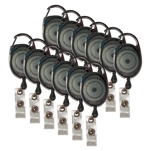 [75551 AVT] Smoke Retractable Carabiner Style Badge Reels with Badge Strap Pack of 12