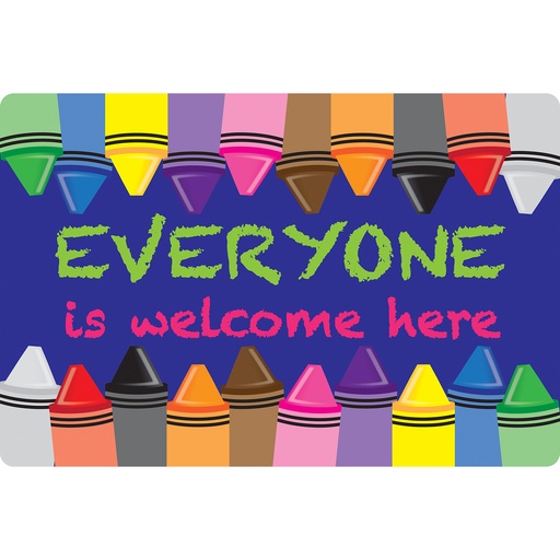 [91502 ASH] Crayons Everyone is Welcome Here Welcome Mat with Slip Resistant Backing 15.5" x 23.5"