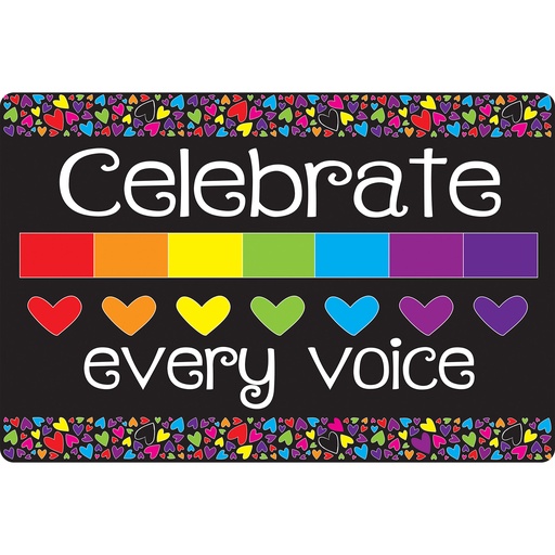 [91503 ASH] Celebrate Every Voice Mini Hearts Welcome Mat with Slip Resistant Backing 15.5" x 23.5"