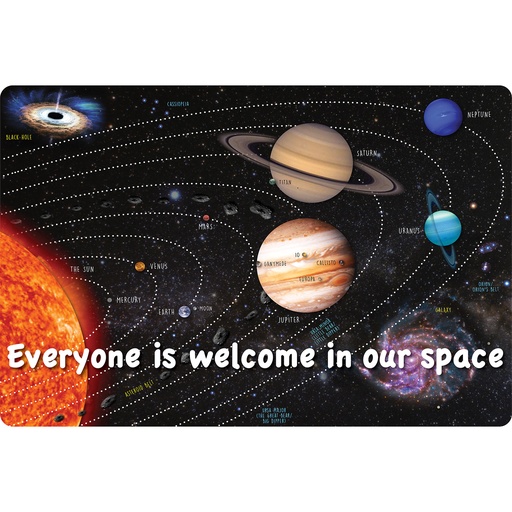 [91506 ASH] Solar System Space Welcome Mat with Slip Resistant Backing 15.5" x 23.5"