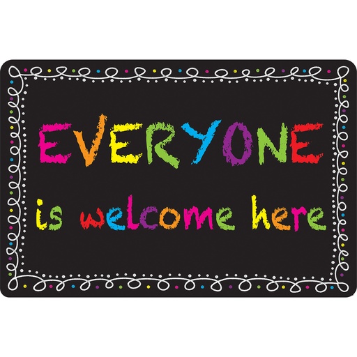 [91508 ASH] Chalk Loops Everyone Welcome Welcome Mat with Slip Resistant Backing 15.5" x 23.5"