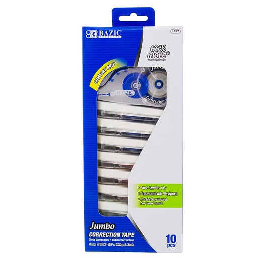 [1637 BAZ] Jumbo Correction Tape with Grip 5 mm x 394" Pack of 10