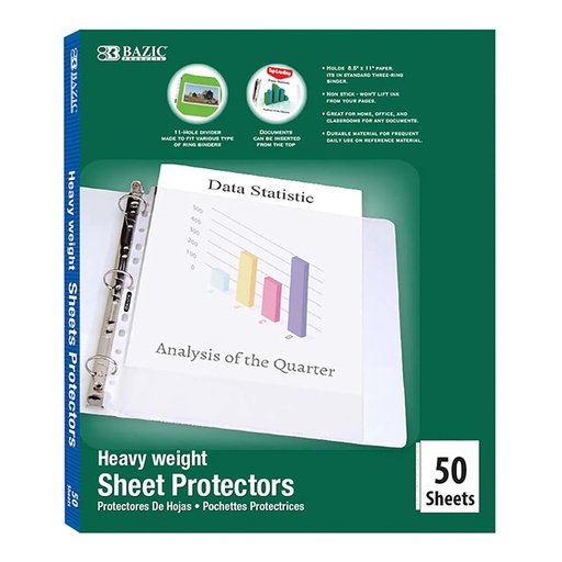 [2133 BAZ] Heavy Weight Top Loading Sheet Protectors Box of 50