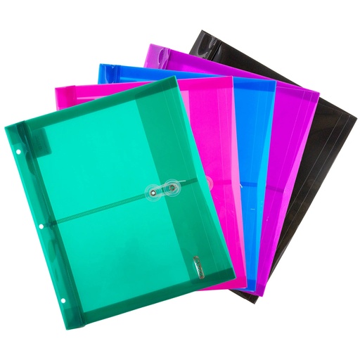 [2157 BAZ] Assorted Colors 11-1/2" x 9-3/4 Poly Project Envelopes Pack of 5