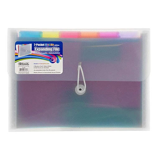 [3164 BAZ] Rainbow 7-Pocket Letter Size Poly Expanding File