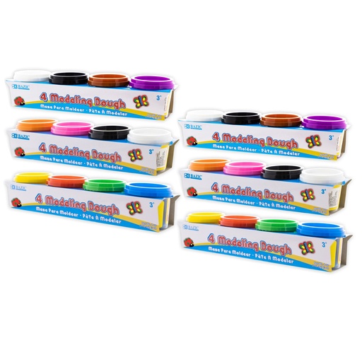 [3302-6 BAZ] 4 Color 4 oz Primary Color Modeling Dough 6 Packs