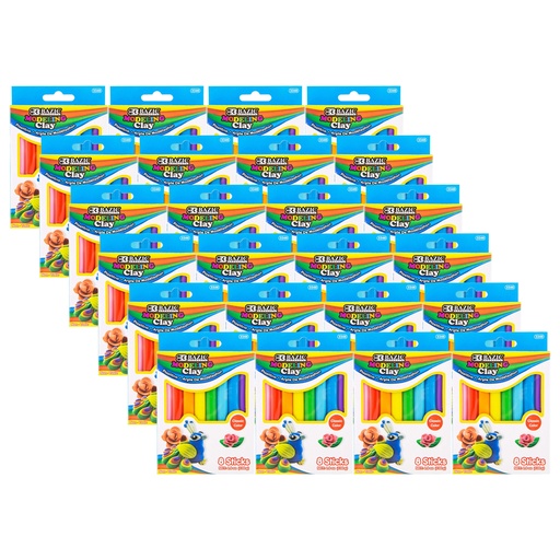 [3346-24 BAZ] 8 Primary Colors 4.8 oz  Modeling Clay Sticks 24 Packs